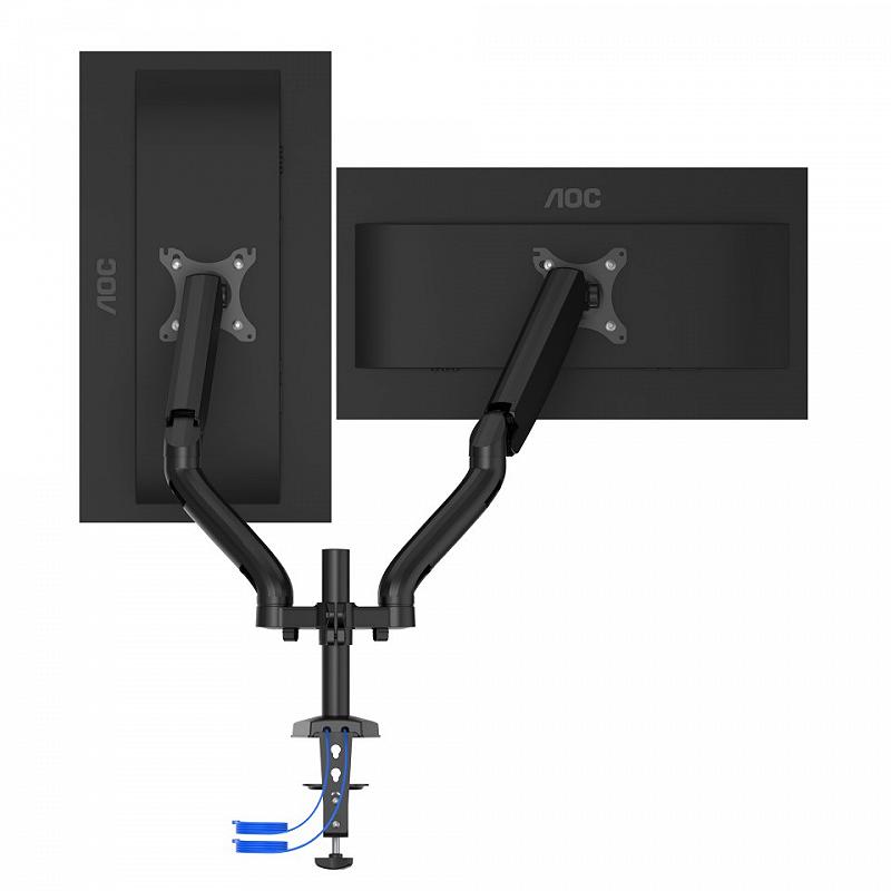 Arm for 2 monitors 13”-31.5” -  AOC AD110DX with integrated USB Hub, Black, USB Hub: USB-C + USB3.0. foto 3