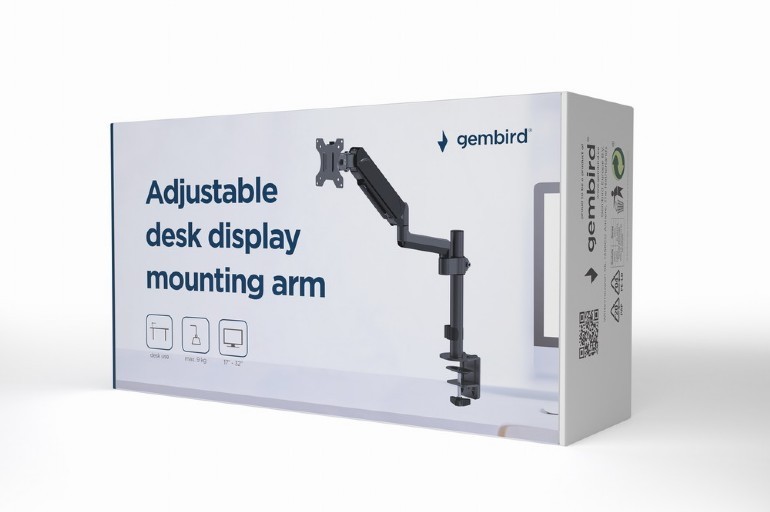 Arm for 1 monitor 17”-32” - Gembird MA-DA1P-01, Adjustable desk display mounting arm, Gas spring 2-. foto 3