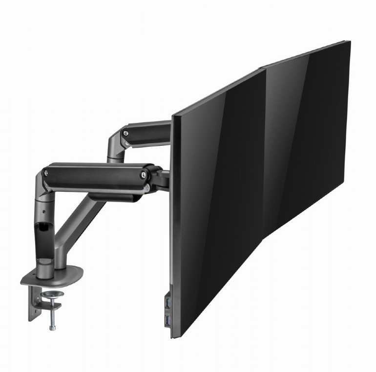 Suport pentru monitor dublu reglabil cu montare pe masa 17”-32”, Gembird MA-DA2-05 foto 6