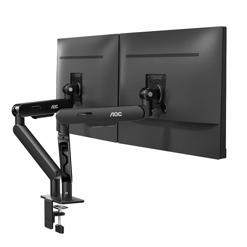 Arm for 2 monitors 17”-34” -  AOC AM420B Black, Desk Clamp/Grommet, Aluminum structure, Mechanical . foto 4